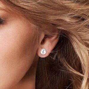 NWT Minimalist 18K Gold Plated Faux Pearl Stud Earrings